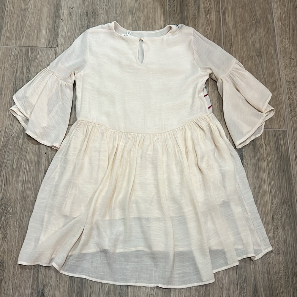 Umgee Embroidered Dress Cream Boho Cottagecore Gauze Flowy Mini Embroidery Midi - Picture 8 of 10